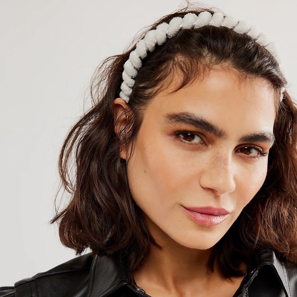 NWT Free People Curried Myrrh Sammy Velvet Glitter White Headband